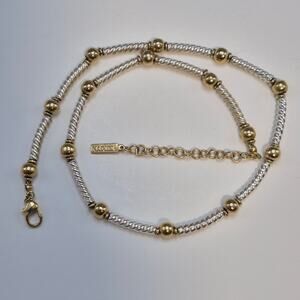 Vintage Napier Necklace Gold-tone Beads Twisted Silver-tone Bands 16" w Extender